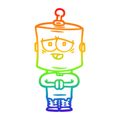 rainbow gradient line drawing cartoon robot
