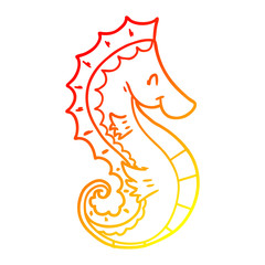 warm gradient line drawing cartoon sea horse