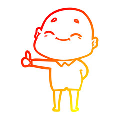warm gradient line drawing happy cartoon bald man