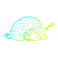 cold gradient line drawing cartoon mammoth sleeping
