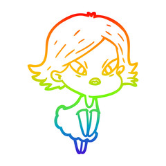 rainbow gradient line drawing cartoon stressed woman