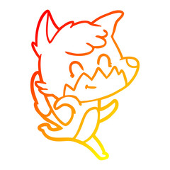 warm gradient line drawing cartoon friendly fox