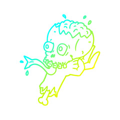 cold gradient line drawing cartoon halloween skull in zombie hand