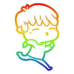 rainbow gradient line drawing cartoon curious boy