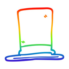 rainbow gradient line drawing cartoon top hat