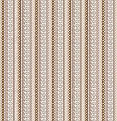 Seamless pattern of different beads. Pearl, glass, acrylic beads. Beads are arranged vertically straight. Panel of beads. Vintage style.