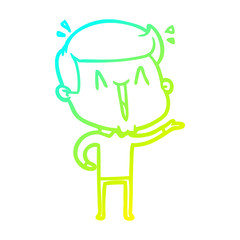 cold gradient line drawing cartoon excited man