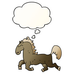 cartoon stallion and thought bubble in smooth gradient style