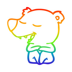 rainbow gradient line drawing cartoon bear