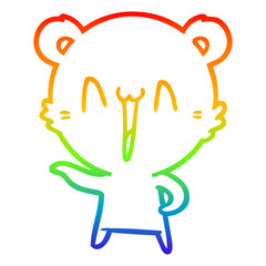 rainbow gradient line drawing laughing polar bear cartoon