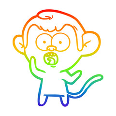 rainbow gradient line drawing cartoon shocked monkey