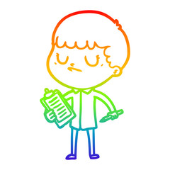 rainbow gradient line drawing cartoon grumpy boy