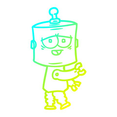 cold gradient line drawing cartoon robot