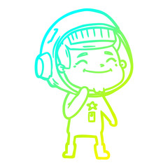 cold gradient line drawing happy cartoon astronaut