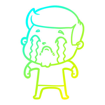 recommend clip art: cold gradient line drawing cartoon man crying