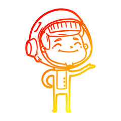 warm gradient line drawing happy cartoon astronaut