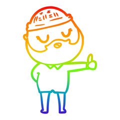 rainbow gradient line drawing cartoon man with beard