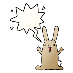cartoon rabbit and speech bubble in smooth gradient style