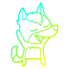 Obraz premium cold gradient line drawing cartoon wolf laughing