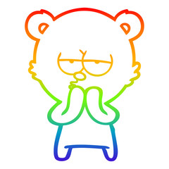 rainbow gradient line drawing bored bear cartoon
