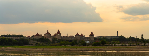 Bender fortress, at sunset. An architectural monument of Eastern Europe. Moldova. Ottoman stronghold (citadel) on the banks of the Dniester.	