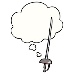 cartoon sword and thought bubble