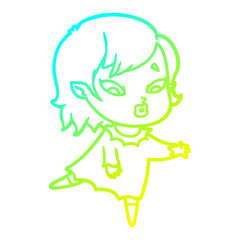 cold gradient line drawing cute cartoon vampire girl