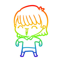 rainbow gradient line drawing cartoon woman