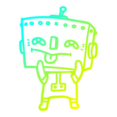 cold gradient line drawing cartoon robot