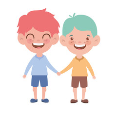 couple baby standing smiling on white background