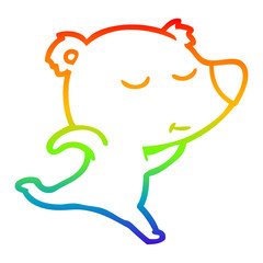 rainbow gradient line drawing happy cartoon polar bear running