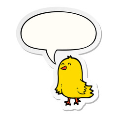 cartoon bird and speech bubble sticker