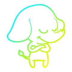 cold gradient line drawing cartoon smiling elephant