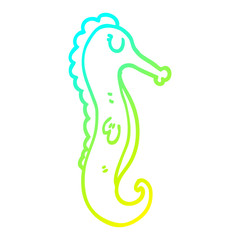 cold gradient line drawing cartoon sea horse