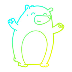 cold gradient line drawing happy cartoon bear