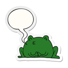 cute cartoon frog and speech bubble sticker