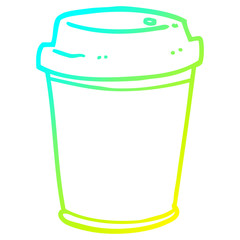 cold gradient line drawing cartoon takeout coffee cup