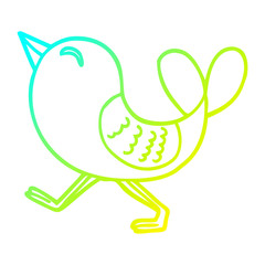 cold gradient line drawing cartoon red bird