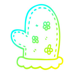 cold gradient line drawing cartoon oven mitts