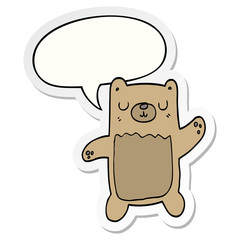 cartoon bear and speech bubble sticker