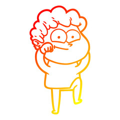 warm gradient line drawing cartoon happy man