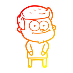 warm gradient line drawing cartoon happy man