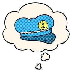 cartoon sailor hat and thought bubble in comic book style