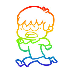 rainbow gradient line drawing worried cartoon boy