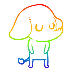 rainbow gradient line drawing cute cartoon elephant
