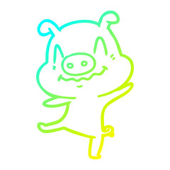 cold gradient line drawing cartoon drunk pig