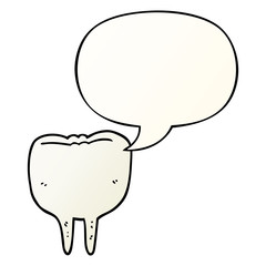 cartoon tooth and speech bubble in smooth gradient style