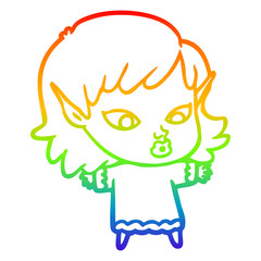 rainbow gradient line drawing pretty cartoon elf girl