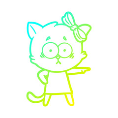 cold gradient line drawing cartoon cat