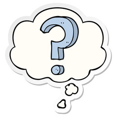 cartoon question mark and thought bubble as a printed sticker